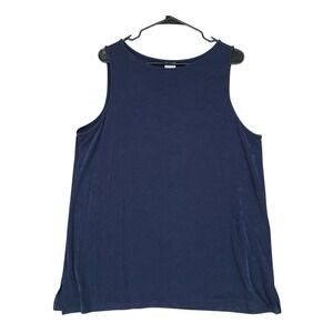 Chicos Travelers Tank Top 3 XL 16 Navy Blue Ribbed Stretch Sleeveless 4502138136